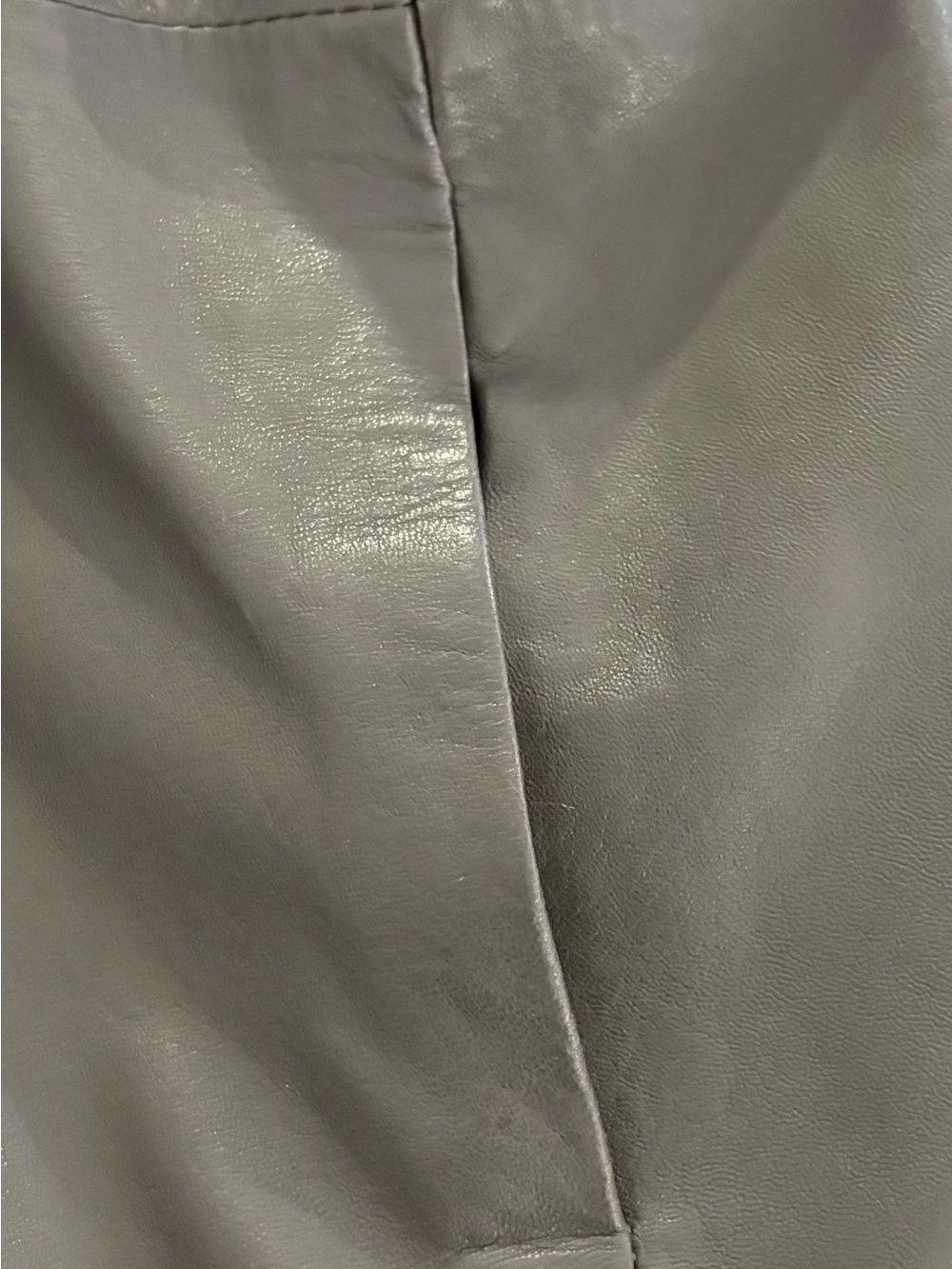 Sita Murt lamb skin genuine leather, gray-green color short sleeves Size Large - Picture 3 of 6
